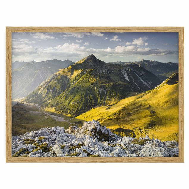 Bild mit Rahmen - Berge und Tal der Lechtaler Alpen in Tirol - Querformat 3:4