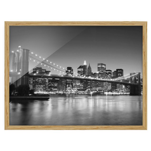 Bild mit Rahmen - Brooklyn Brücke in New York II - Querformat 3:4
