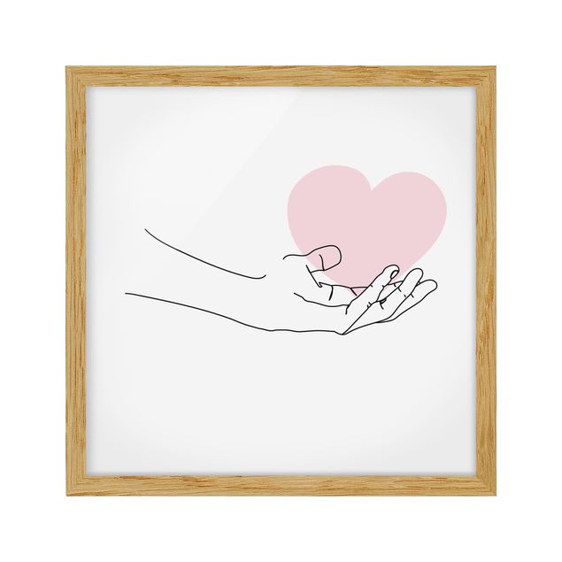 Bild mit Rahmen - Hand mit Herz Line Art - Quadrat 1:1
