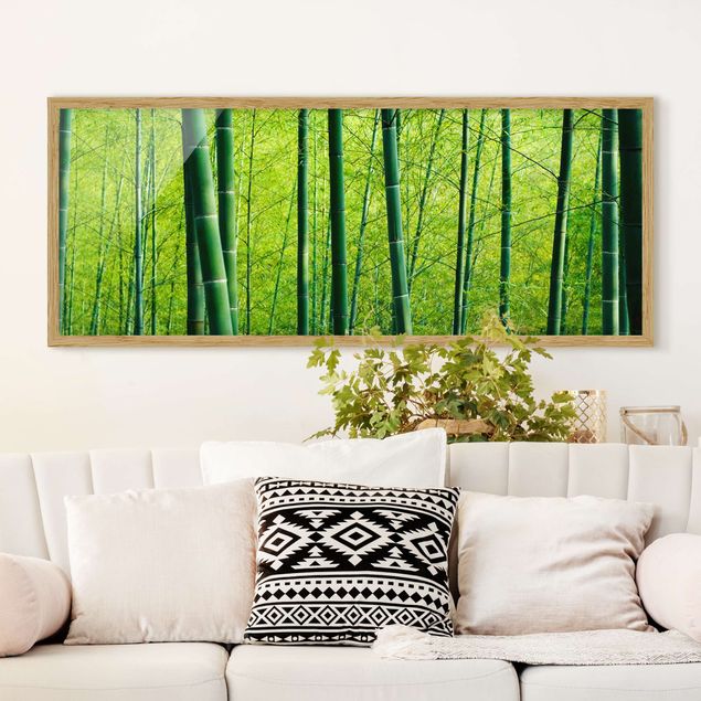 Bild mit Rahmen - Bambuswald - Panorama Querformat