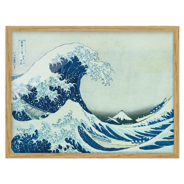 Bild mit Rahmen - Katsushika Hokusai - Die grosse Welle von Kanagawa - Querformat 3:4