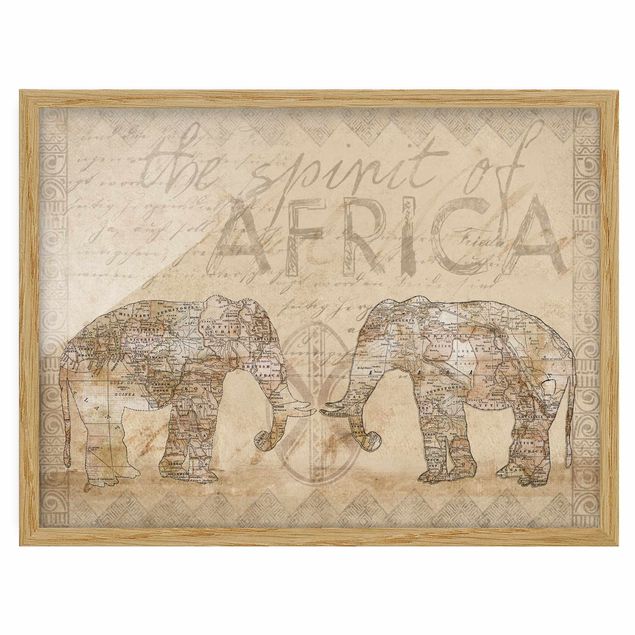 Bild mit Rahmen - Vintage Collage - Spirit of Africa - Querformat 3:4