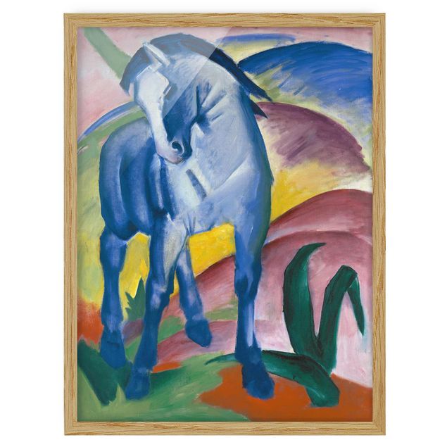 Bild mit Rahmen - Franz Marc - Blaues Pferd - Hochformat 3:4