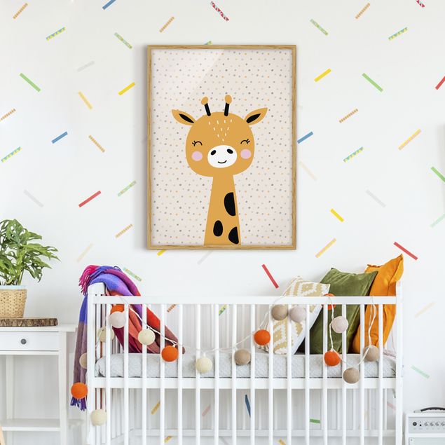 Bild mit Rahmen - Baby Giraffe - Hochformat 3:4