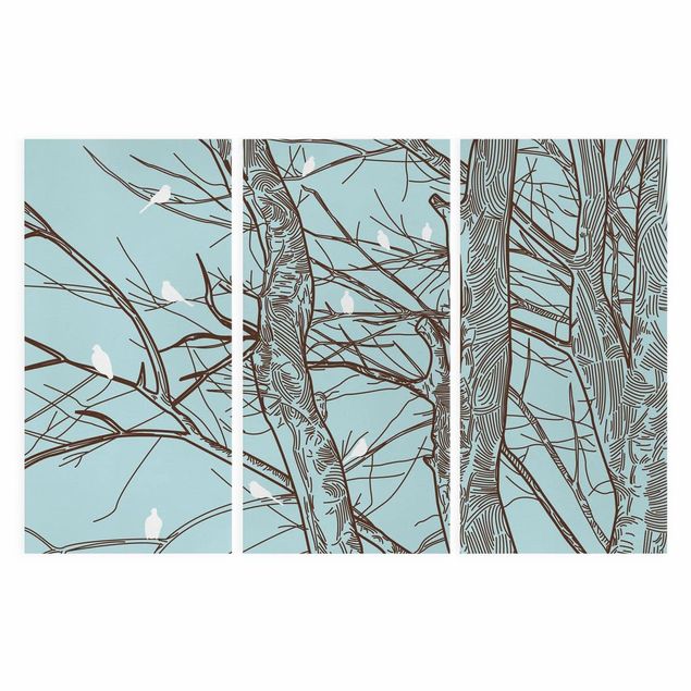 Leinwandbild 3-teilig - Winterbäume - Hoch 1:2
