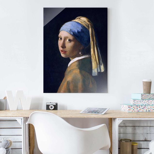 Magnettafel Glas Jan Vermeer van Delft - Das Mädchen mit dem Perlenohrgehänge