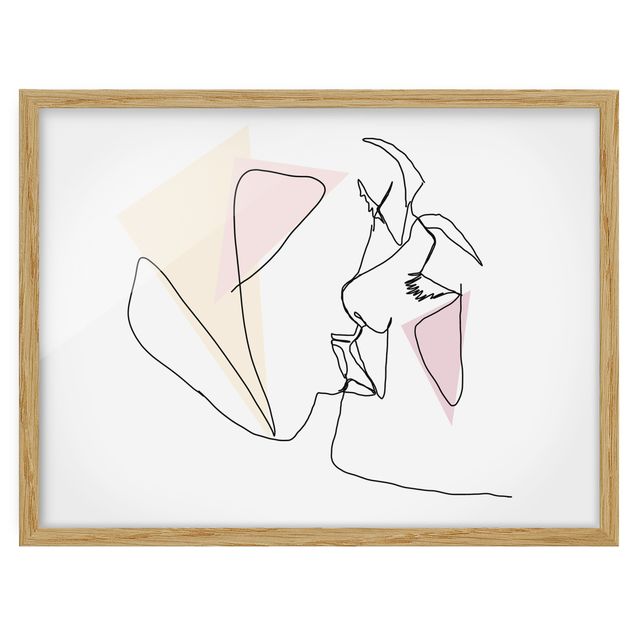 Bild mit Rahmen - Kuss Gesichter Line Art - Querformat 3:4
