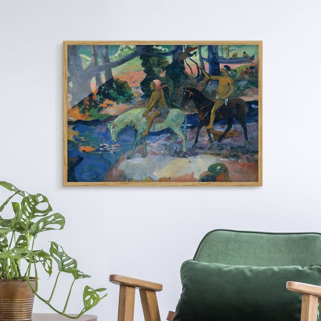 Bild mit Rahmen - Paul Gauguin - Die Flucht - Querformat 3:4