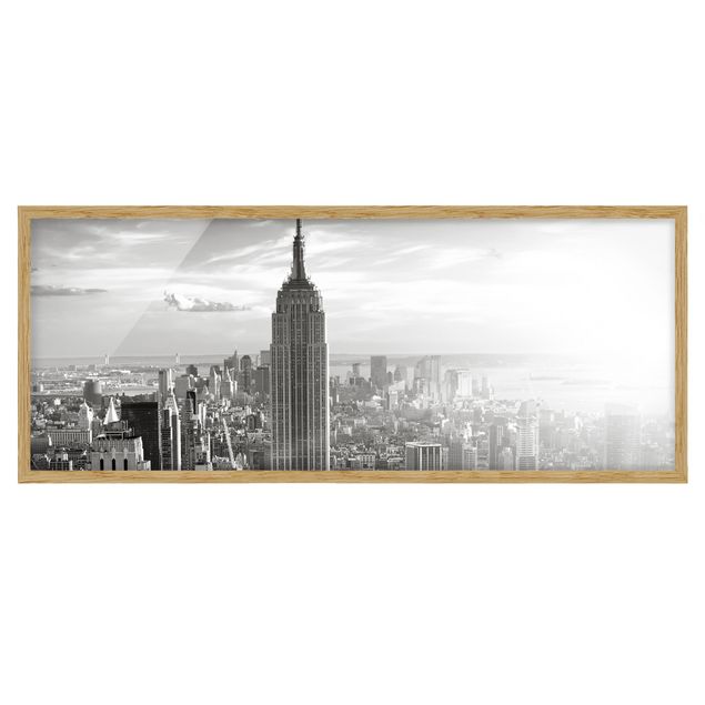 Bild mit Rahmen - Manhattan Skyline - Panorama Querformat
