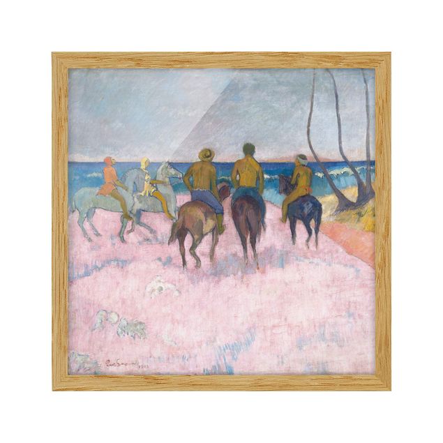 Bild mit Rahmen - Paul Gauguin - Reiter am Strand - Quadrat 1:1