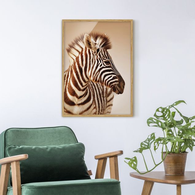 Bild mit Rahmen - Zebra Baby Portrait - Hochformat 3:4