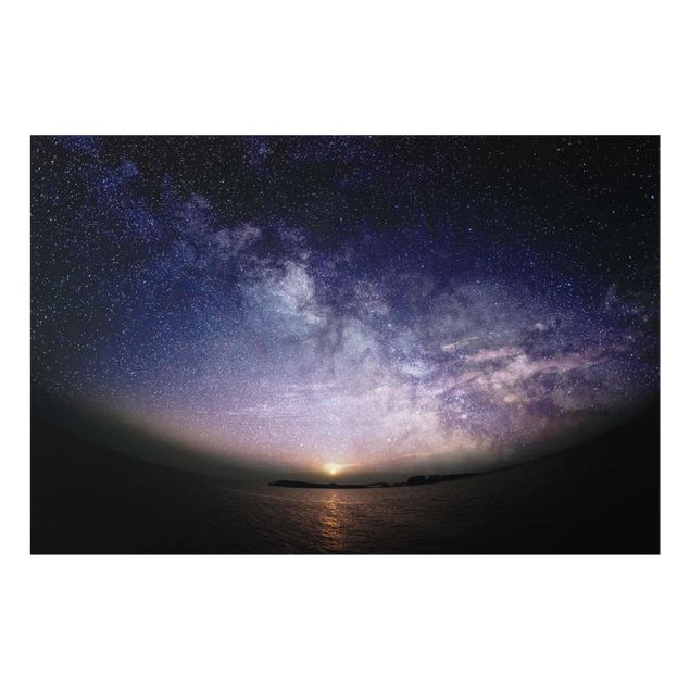 Glasbild - Sonne und Sternenhimmel am Meer - Querformat 2:3