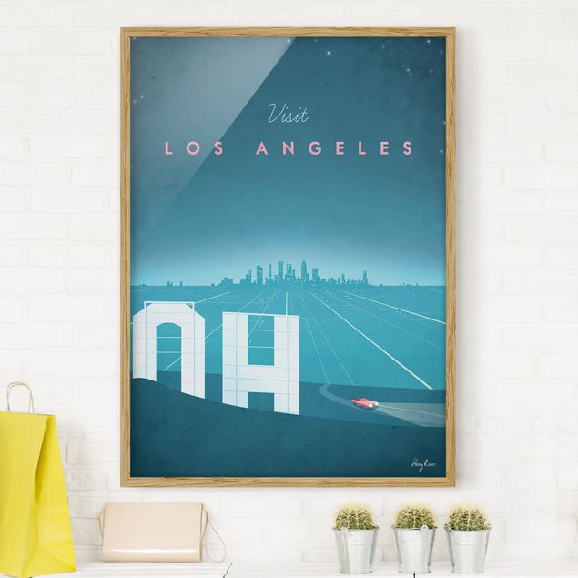 Bild mit Rahmen - Reiseposter - Los Angeles - Hochformat 4:3