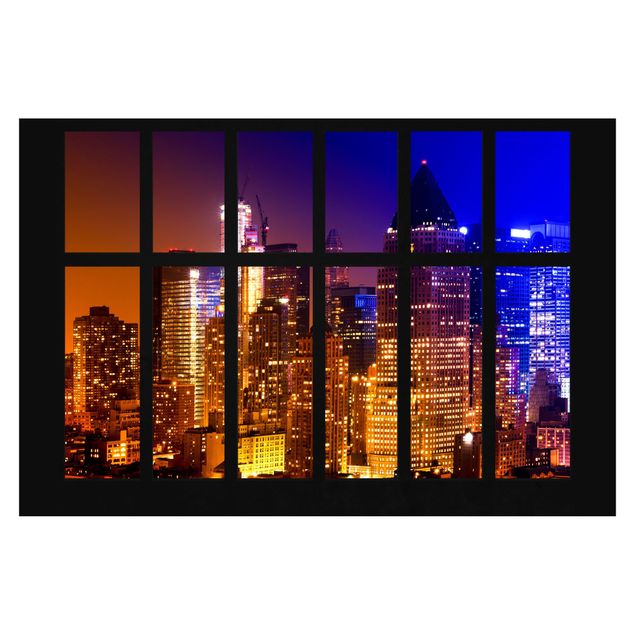 Fototapete - Fenster Manhattan Sonnenaufgang