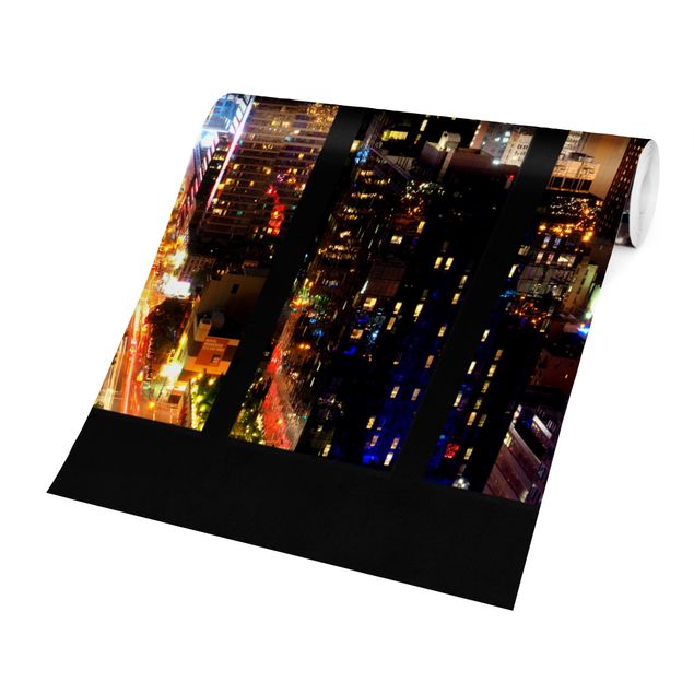 Fototapete - Fenster New York Mondlicht