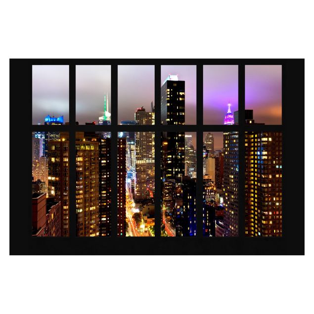 Fototapete - Fenster New York Mondlicht