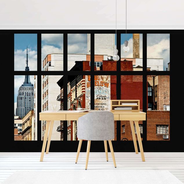 Fototapete - Fensterblick auf New York Gebäude