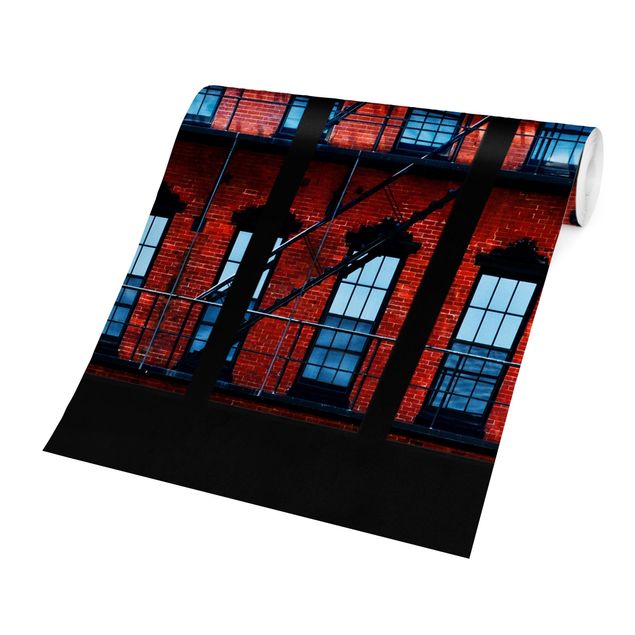 Fototapete - Fensterblick rote Amerikanische Fassade