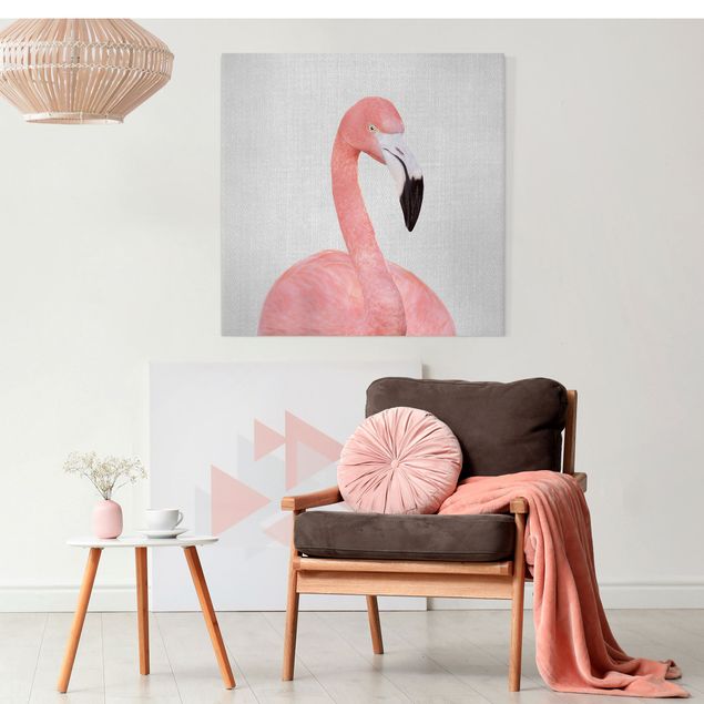Leinwandbild - Flamingo Fabian - Quadrat 1:1