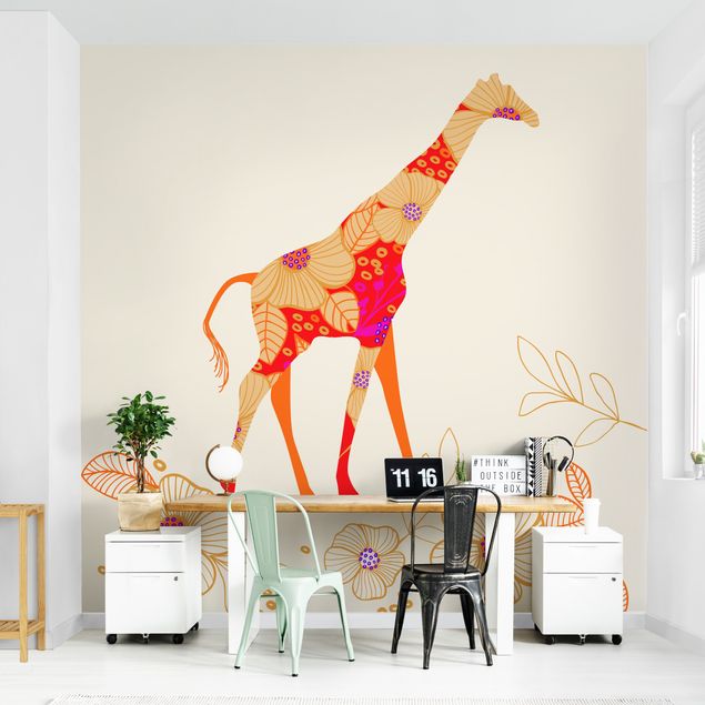 Fototapete - Floral Giraffe