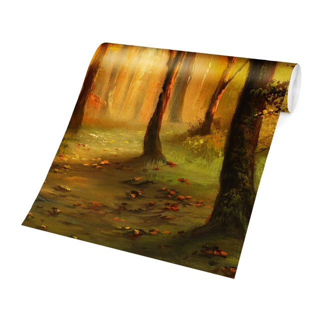 Fototapete - Gemälde einer Waldlichtung
