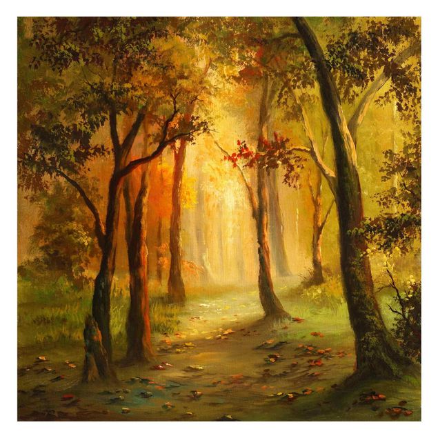 Fototapete - Gemälde einer Waldlichtung