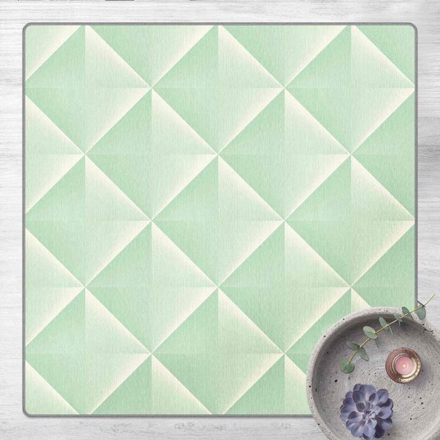 Grün Teppich Geometrisches 3D Rauten Muster in Mint