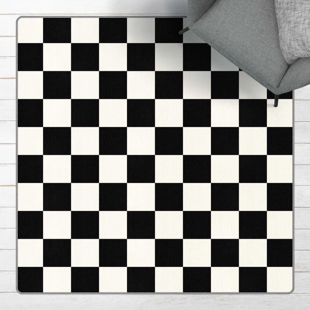 Teppich Schachbrettmuster Geometrisches Muster Schachbrett Schwarz Weiß