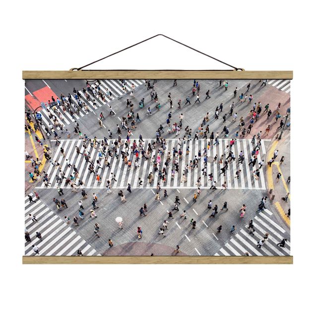 Stoffbild mit Posterleisten - Shibuya Crossing in Tokio - Querformat 3:2