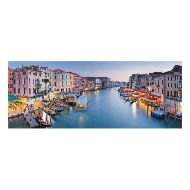Glasbild - Abendstimmung auf Canal Grande in Venedig - Panorama Quer