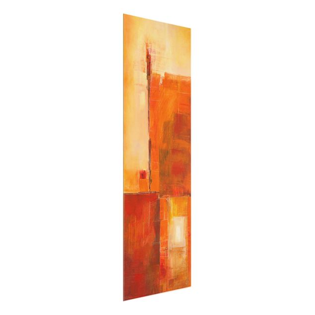 Glasbild - Abstrakt Orange Braun - Panel
