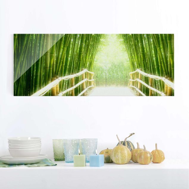 Glasbild - Bamboo Way - Panorama Quer