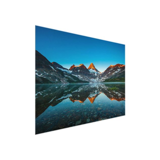 Glasbild - Berglandschaft am Lake Magog in Kanada - Panorama Quer