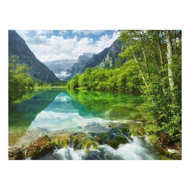 Glasbild - Bergsee mit Spiegelung - Quer 4:3