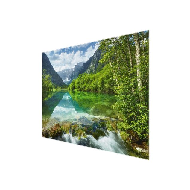 Glasbild - Bergsee mit Spiegelung - Quer 4:3