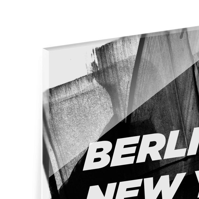Glasbild - Berlin New York London - Hochformat 4:3