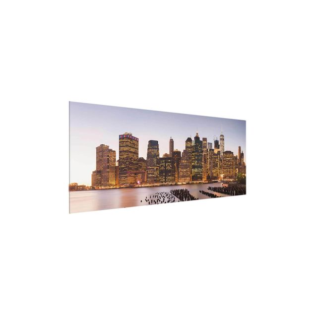 Glasbild - Blick auf Manhattan Skyline - Panorama