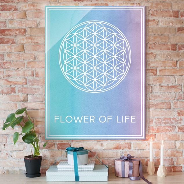 Glas Magnetboard Blume des Lebens Pastell Aquarell