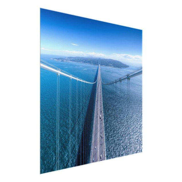 Glasbild - Brücke zur Insel - Quadrat 1:1