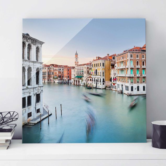 Glas Magnettafel Canale Grande Blick von der Rialtobrücke Venedig