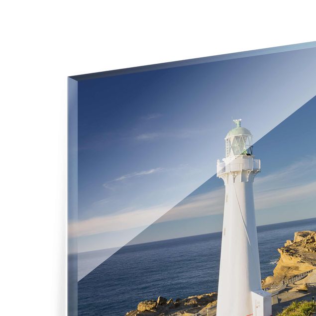 Glasbild - Castle Point Leuchtturm Neuseeland - Quadrat 1:1