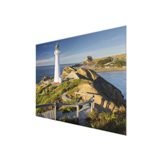 Glasbild - Castle Point Leuchtturm Neuseeland - Querformat 3:4
