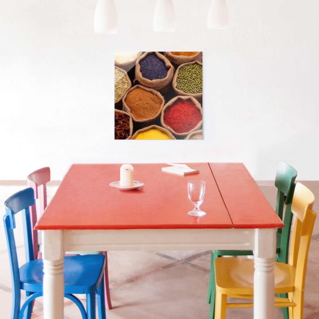 Glasbild Küche - Colourful Spices - Quadrat 1:1