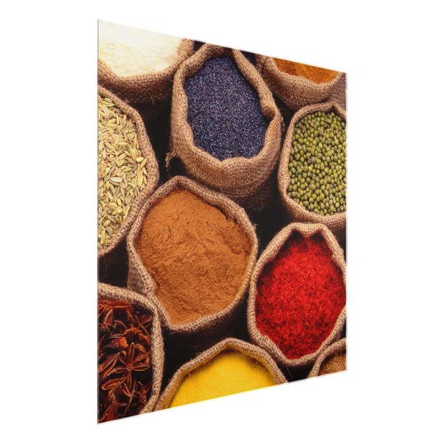 Glasbild Küche - Colourful Spices - Quadrat 1:1