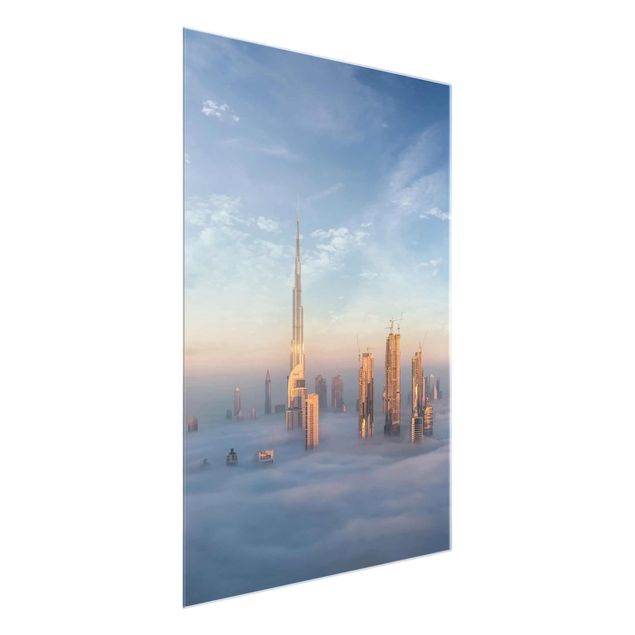 Glasbild - Dubai über den Wolken - Hochformat 4:3