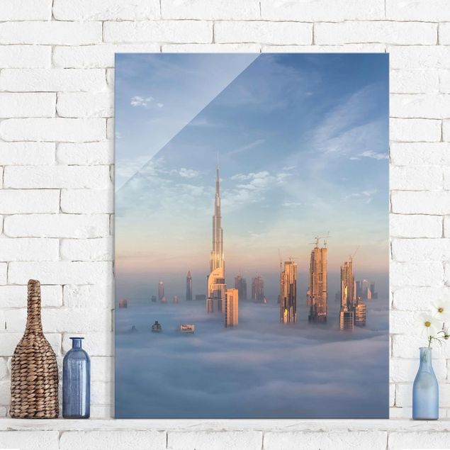 Magnettafel Glas Dubai über den Wolken