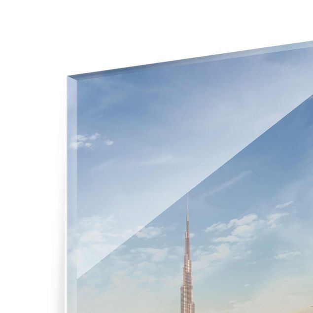 Glasbild - Dubai über den Wolken - Quadrat 1:1