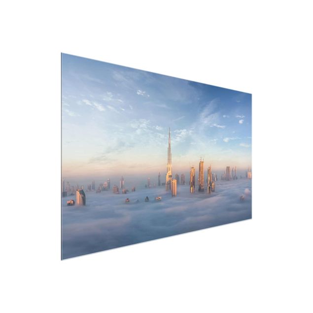 Glasbild - Dubai über den Wolken - Querformat 2:3
