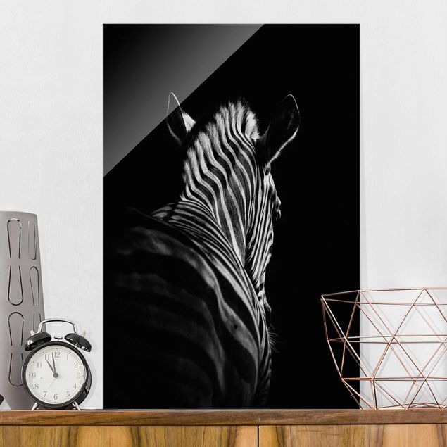 Glas Magnetboard Dunkle Zebra Silhouette