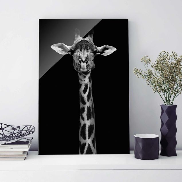 Magnettafel Glas Dunkles Giraffen Portrait